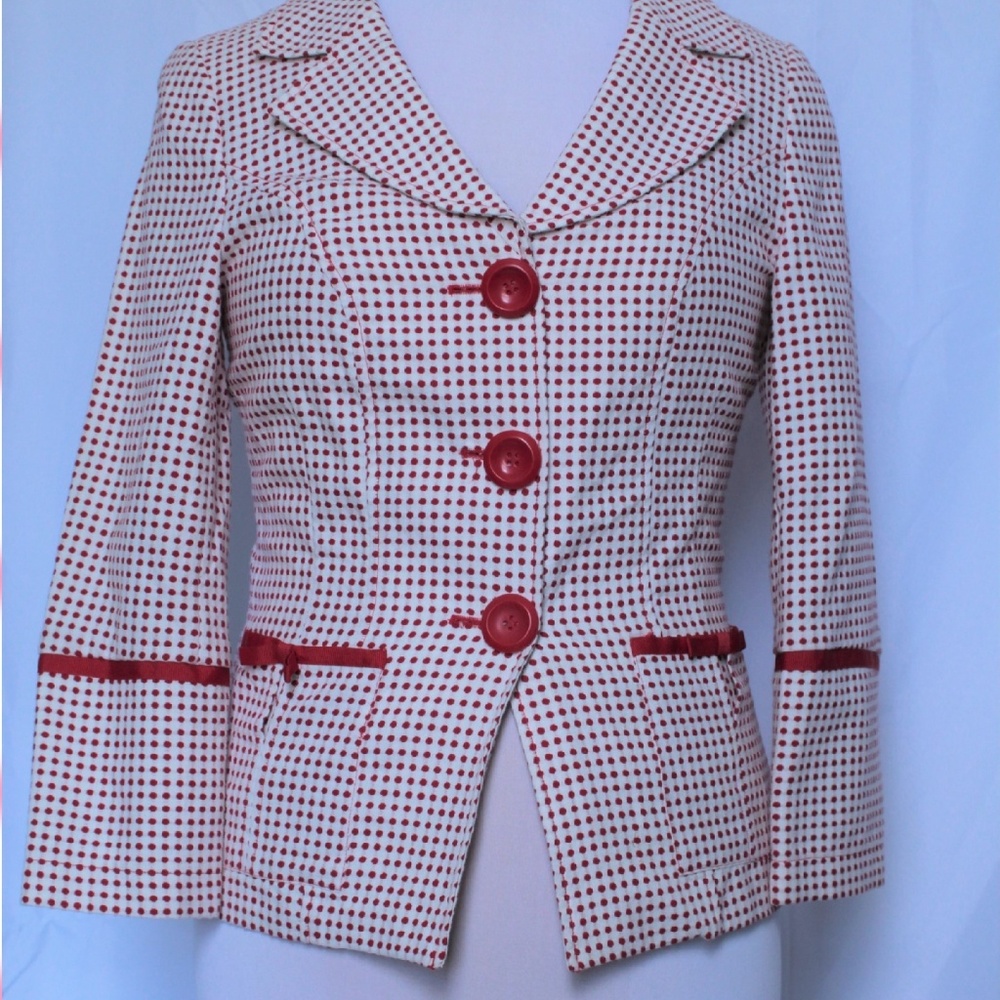 Retro White & Red Polka Dot Blazer